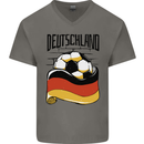 Deutschland Football Germany German Soccer Mens V-Neck Cotton T-Shirt Charcoal