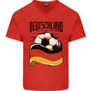 Deutschland Football Germany German Soccer Mens V-Neck Cotton T-Shirt Red