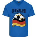 Deutschland Football Germany German Soccer Mens V-Neck Cotton T-Shirt Royal Blue