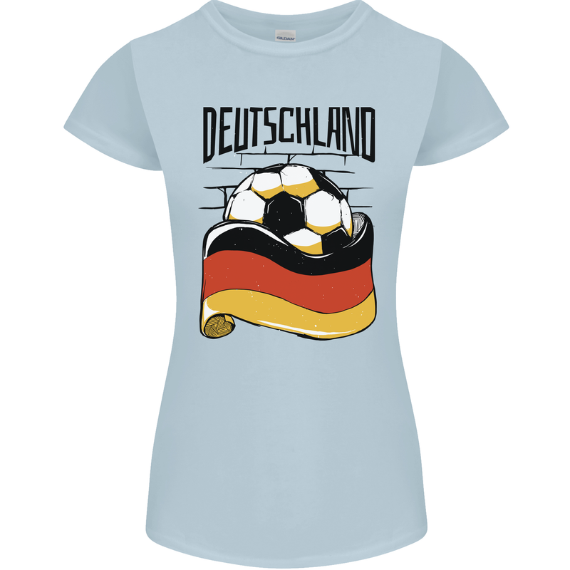 Deutschland Football Germany German Soccer Womens Petite Cut T-Shirt Light Blue