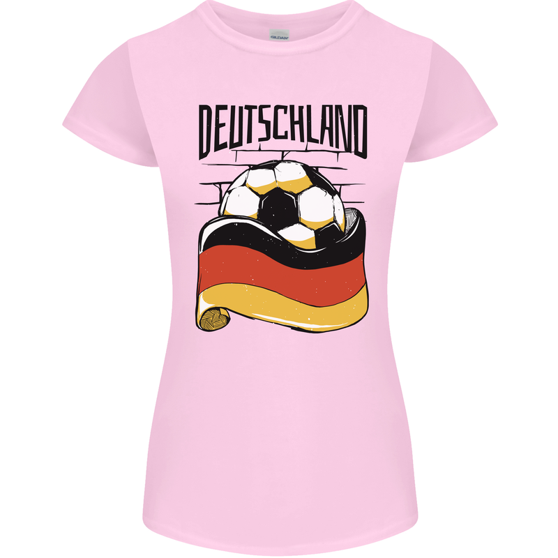 Deutschland Football Germany German Soccer Womens Petite Cut T-Shirt Light Pink
