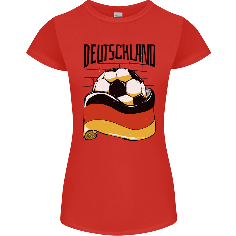 Deutschland Football Germany German Soccer Womens Petite Cut T-Shirt Red