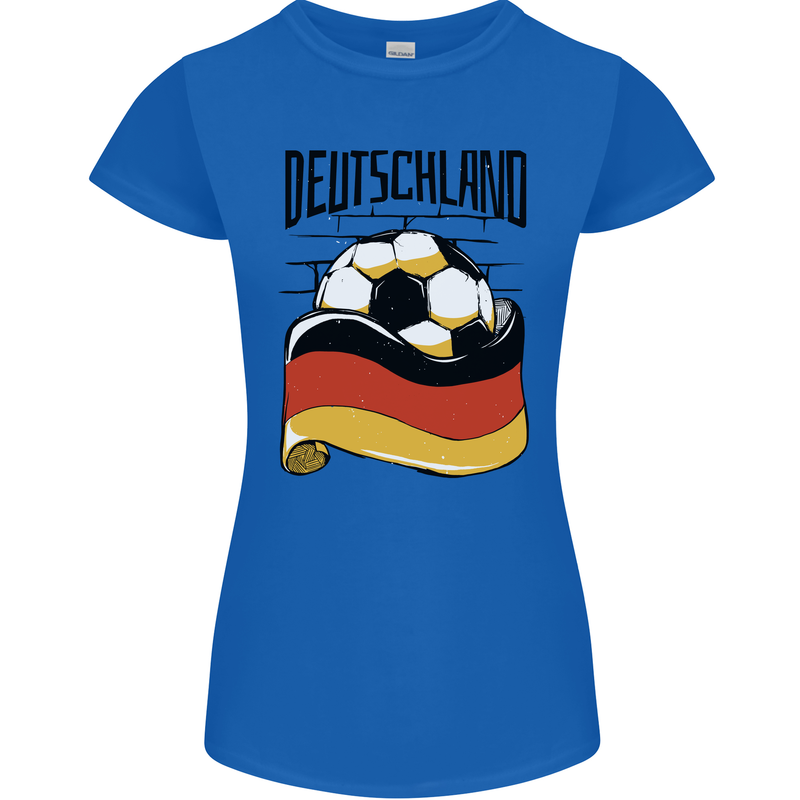 Deutschland Football Germany German Soccer Womens Petite Cut T-Shirt Royal Blue