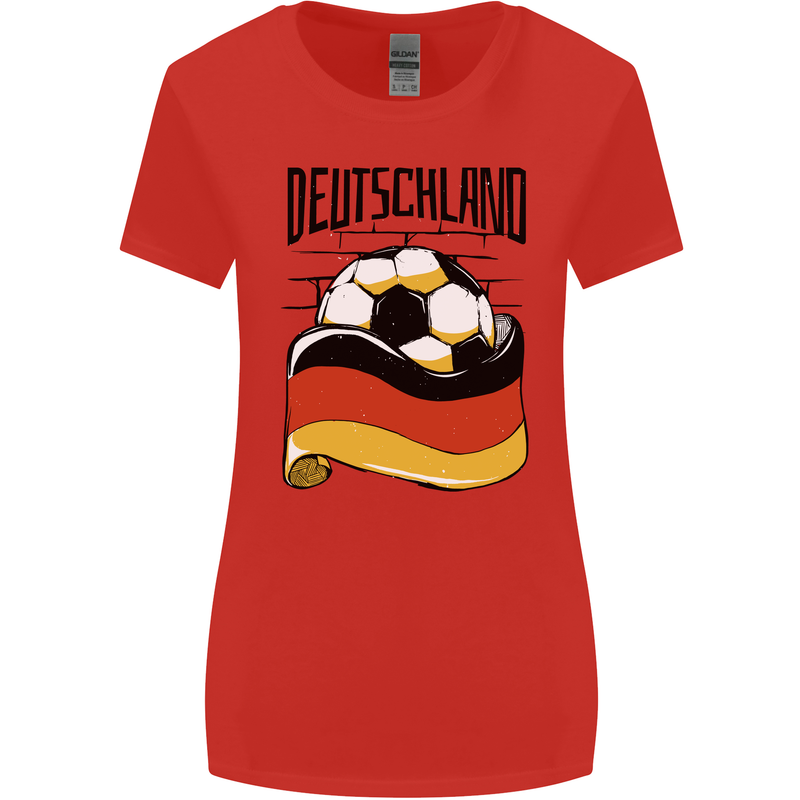 Deutschland Football Germany German Soccer Womens Wider Cut T-Shirt Red