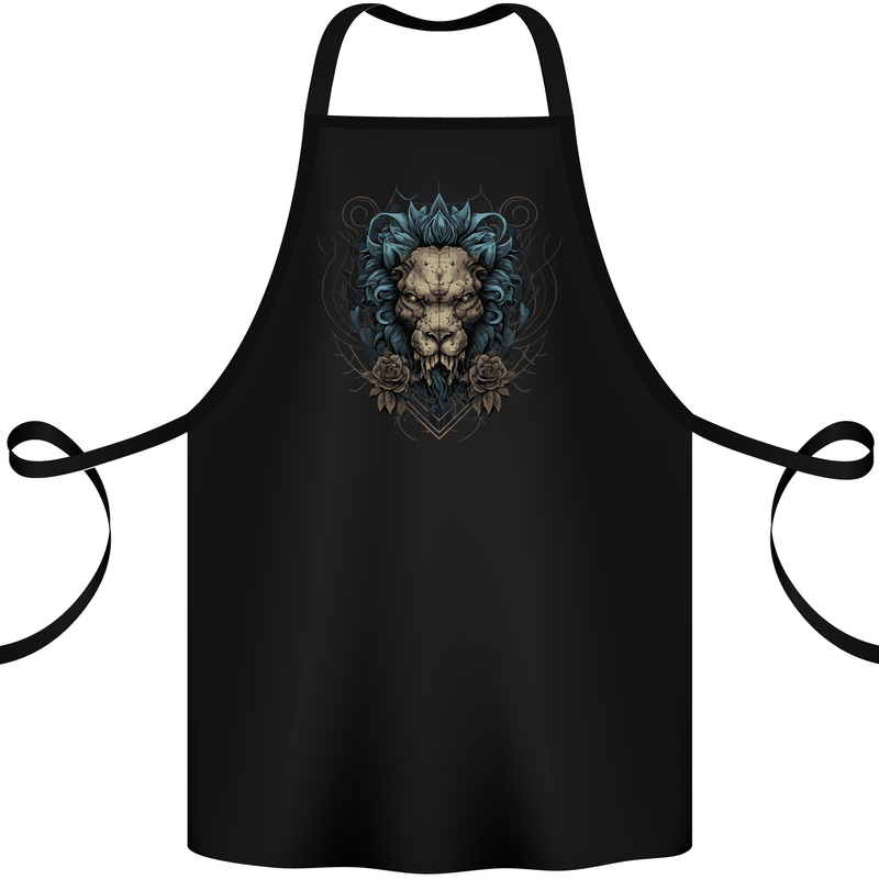 Devil Lion Skull Fantasy Demon Cotton Apron 100% Organic Black