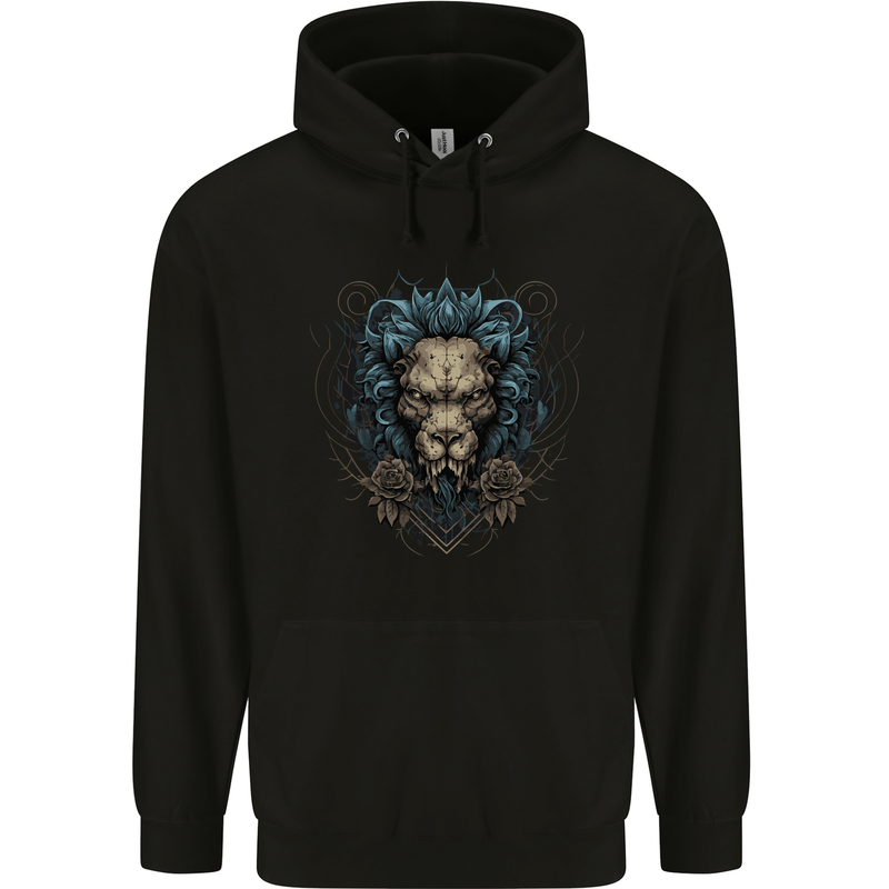 Devil Lion Skull Fantasy Demon Mens 80% Cotton Hoodie Black