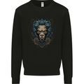 Devil Lion Skull Fantasy Demon Mens Sweatshirt Jumper Black