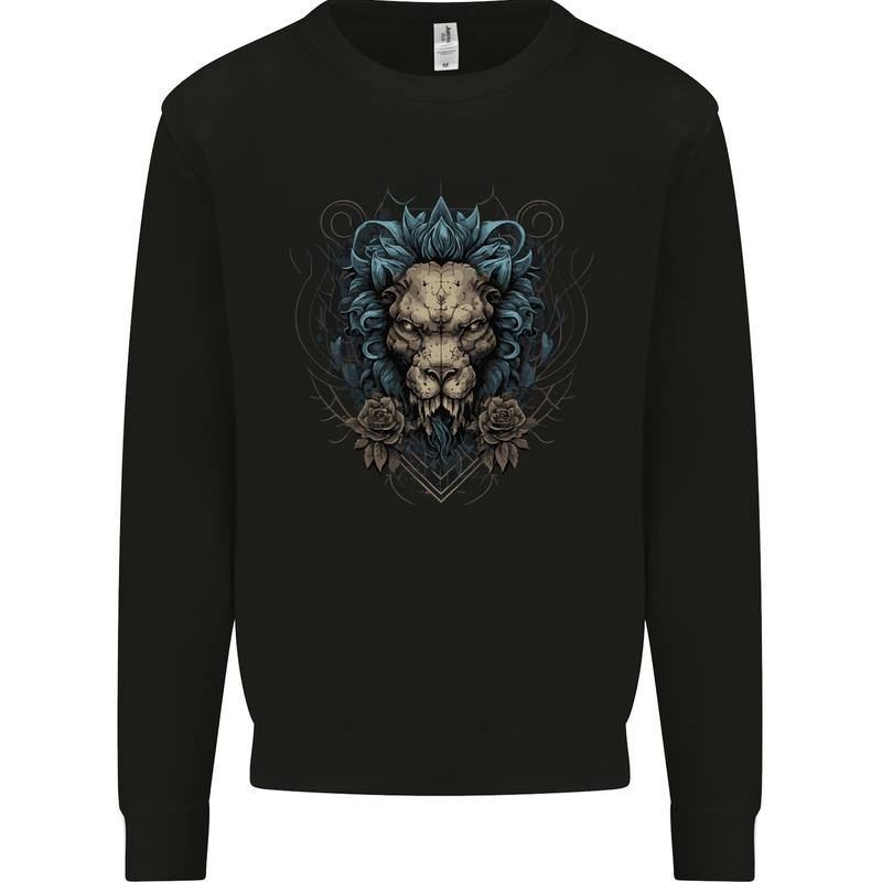 Devil Lion Skull Fantasy Demon Mens Sweatshirt Jumper Black
