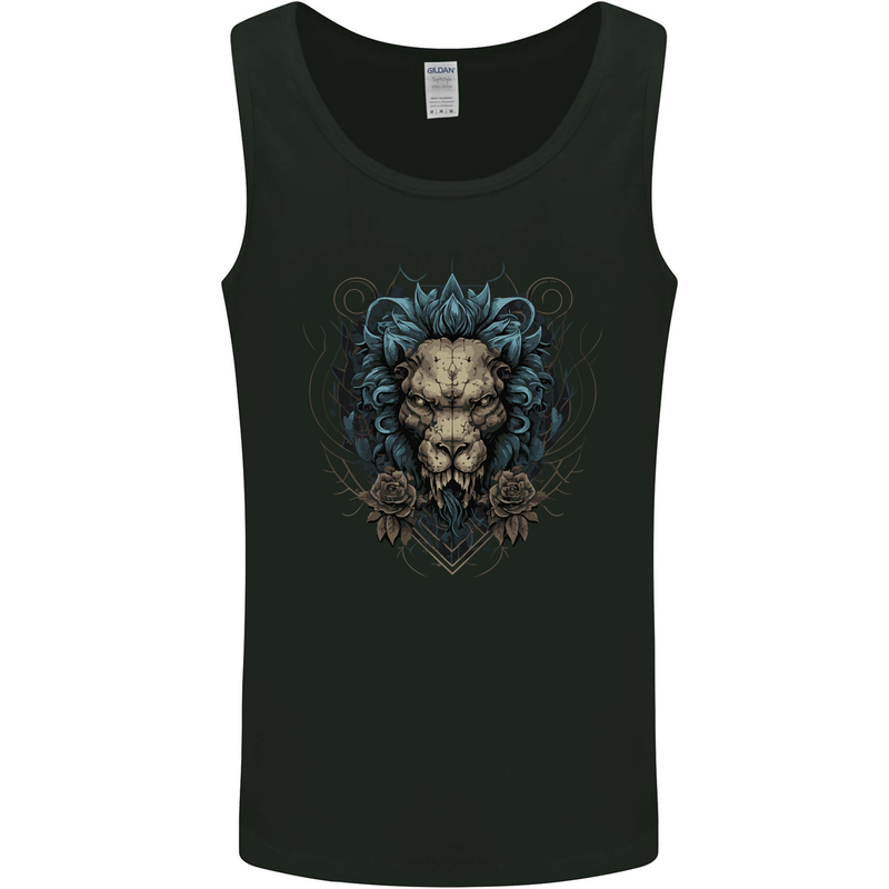 Devil Lion Skull Fantasy Demon Mens Vest Tank Top Black
