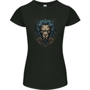 Devil Lion Skull Fantasy Demon Womens Petite Cut T-Shirt Black