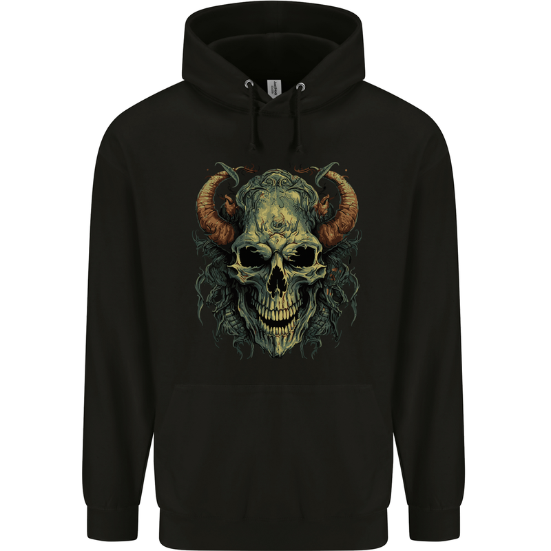Devil Skull Demon Grim Reaper Satan Mens 80% Cotton Hoodie Black