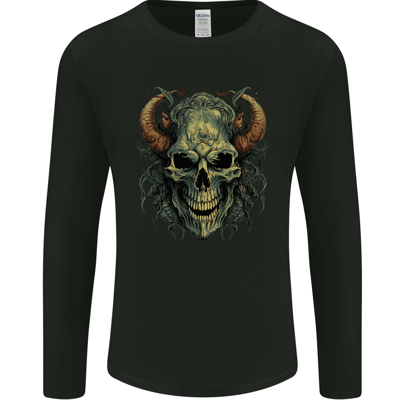 Devil Skull Demon Grim Reaper Satan Mens Long Sleeve T-Shirt Black