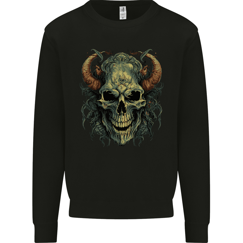 Devil Skull Demon Grim Reaper Satan Mens Sweatshirt Jumper Black