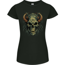 Devil Skull Demon Grim Reaper Satan Womens Petite Cut T-Shirt Black