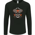 Devil Skull With Huge Horns Mens Long Sleeve T-Shirt Black