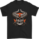 Devil Skull With Huge Horns Mens T-Shirt 100% Cotton Black
