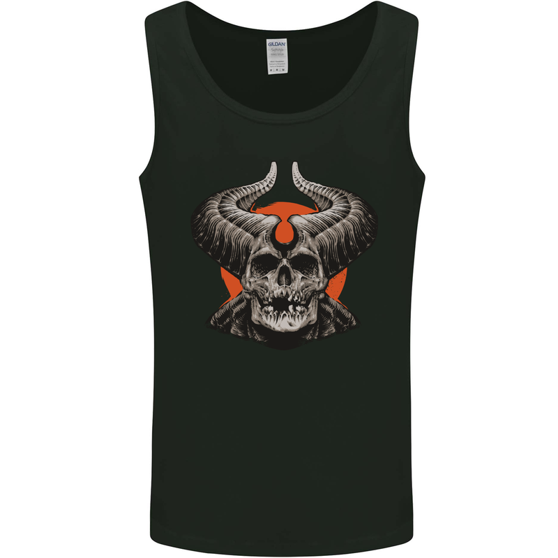 Devil Skull With Huge Horns Mens Vest Tank Top Black