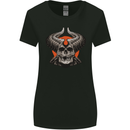 Devil Skull With Huge Horns Womens Wider Cut T-Shirt Black