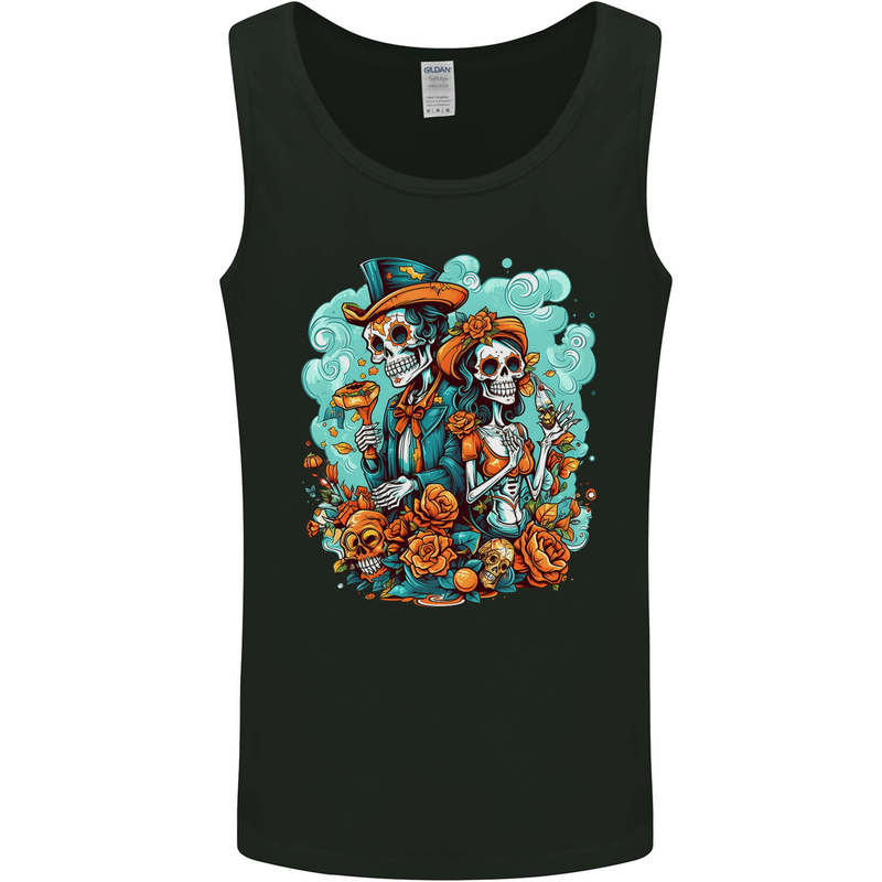 Dia de Los Muertos Day of the Dead Sugar Skull Mens Vest Tank Top Black
