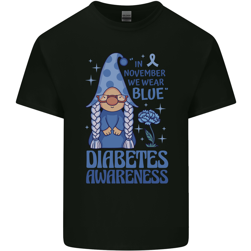 Diabetes Awareness We Wear Blue Gnome Kids T-Shirt Childrens Black