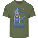 Diabetes Awareness We Wear Blue Gnome Mens Cotton T-Shirt Tee Top Military Green