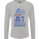 Diabetes Awareness We Wear Blue Gnome Mens Long Sleeve T-Shirt Sports Grey
