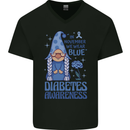 Diabetes Awareness We Wear Blue Gnome Mens V-Neck Cotton T-Shirt Black