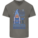 Diabetes Awareness We Wear Blue Gnome Mens V-Neck Cotton T-Shirt Charcoal