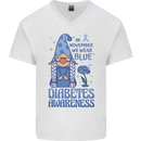 Diabetes Awareness We Wear Blue Gnome Mens V-Neck Cotton T-Shirt White