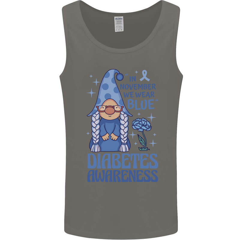 Diabetes Awareness We Wear Blue Gnome Mens Vest Tank Top Charcoal