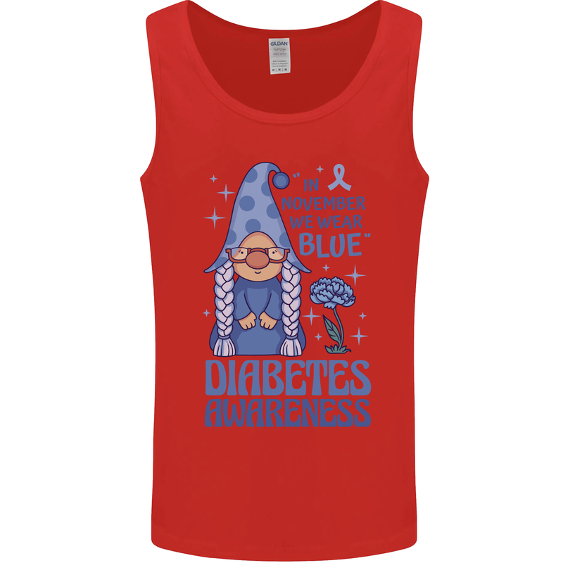 Diabetes Awareness We Wear Blue Gnome Mens Vest Tank Top Red