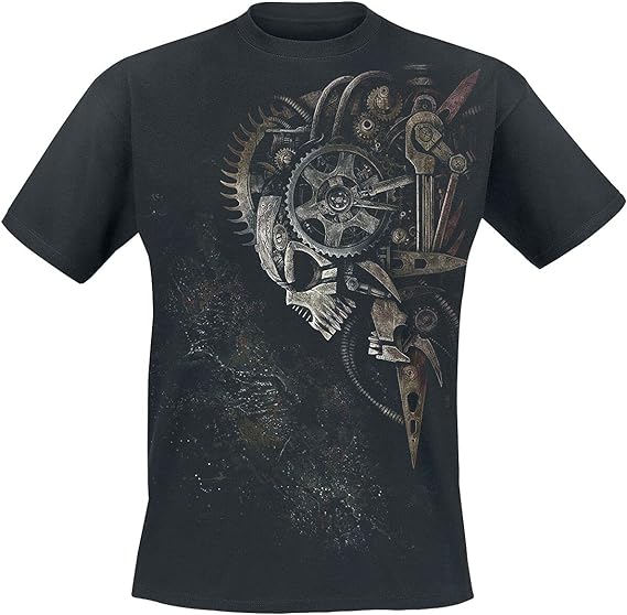 Diesel Punk Mens T-Shirt by Spiral Direct Steampunk Skull