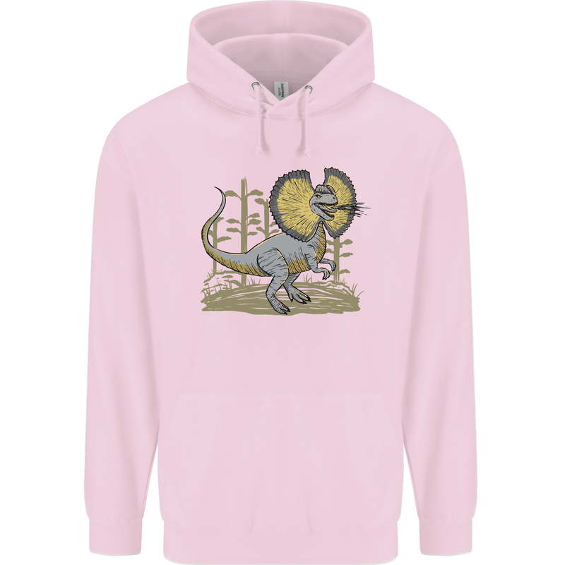 Dilophosaurus Dinosaur Mens 80% Cotton Hoodie Light Pink