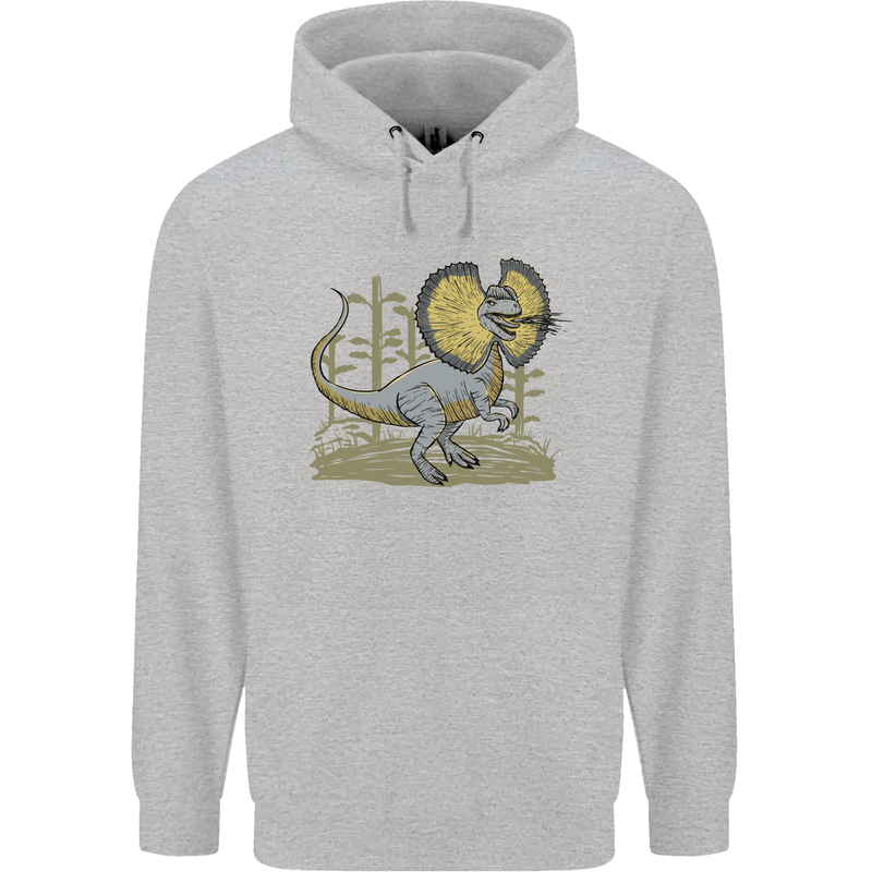 Dilophosaurus Dinosaur Mens 80% Cotton Hoodie Sports Grey