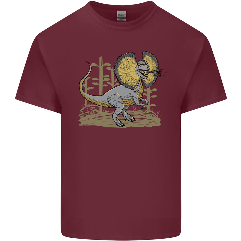 Dilophosaurus Dinosaur Mens Cotton T-Shirt Tee Top Maroon