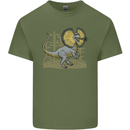 Dilophosaurus Dinosaur Mens Cotton T-Shirt Tee Top Military Green