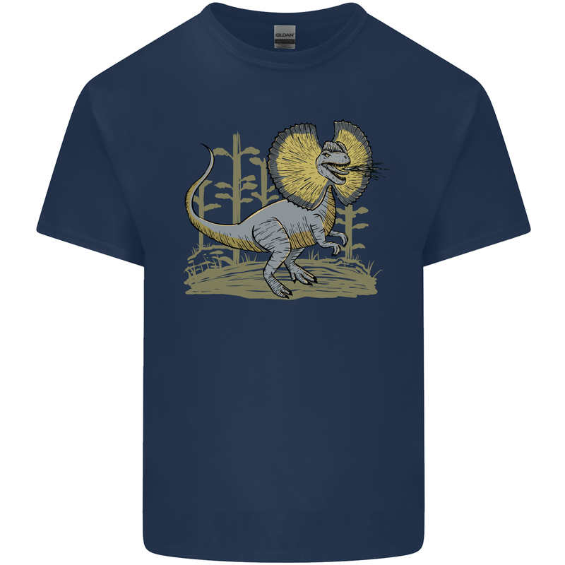Dilophosaurus Dinosaur Mens Cotton T-Shirt Tee Top Navy Blue
