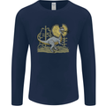 Dilophosaurus Dinosaur Mens Long Sleeve T-Shirt Navy Blue