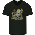 Dilophosaurus Dinosaur Mens V-Neck Cotton T-Shirt Black