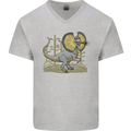 Dilophosaurus Dinosaur Mens V-Neck Cotton T-Shirt Sports Grey