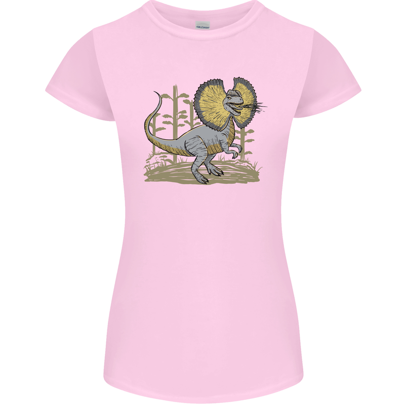 Dilophosaurus Dinosaur Womens Petite Cut T-Shirt Light Pink