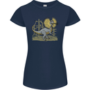 Dilophosaurus Dinosaur Womens Petite Cut T-Shirt Navy Blue