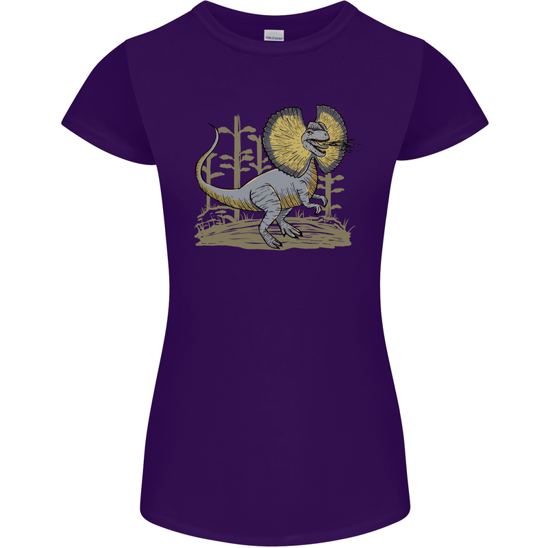 Dilophosaurus Dinosaur Womens Petite Cut T-Shirt Purple
