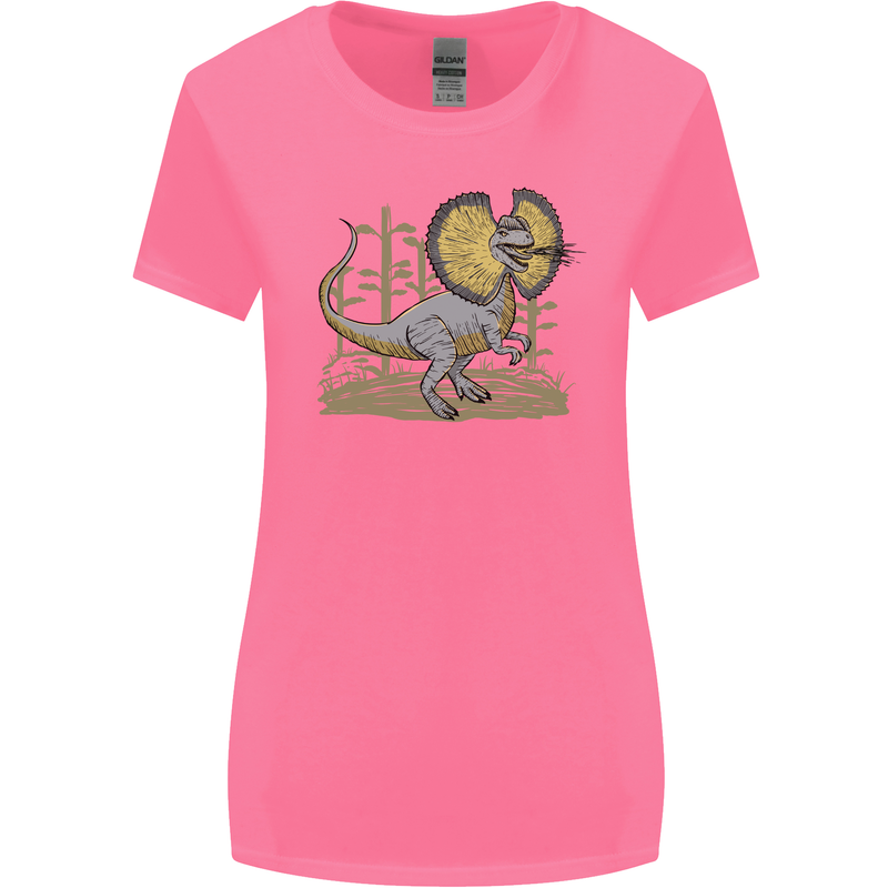 Dilophosaurus Dinosaur Womens Wider Cut T-Shirt Azalea