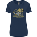 Dilophosaurus Dinosaur Womens Wider Cut T-Shirt Navy Blue