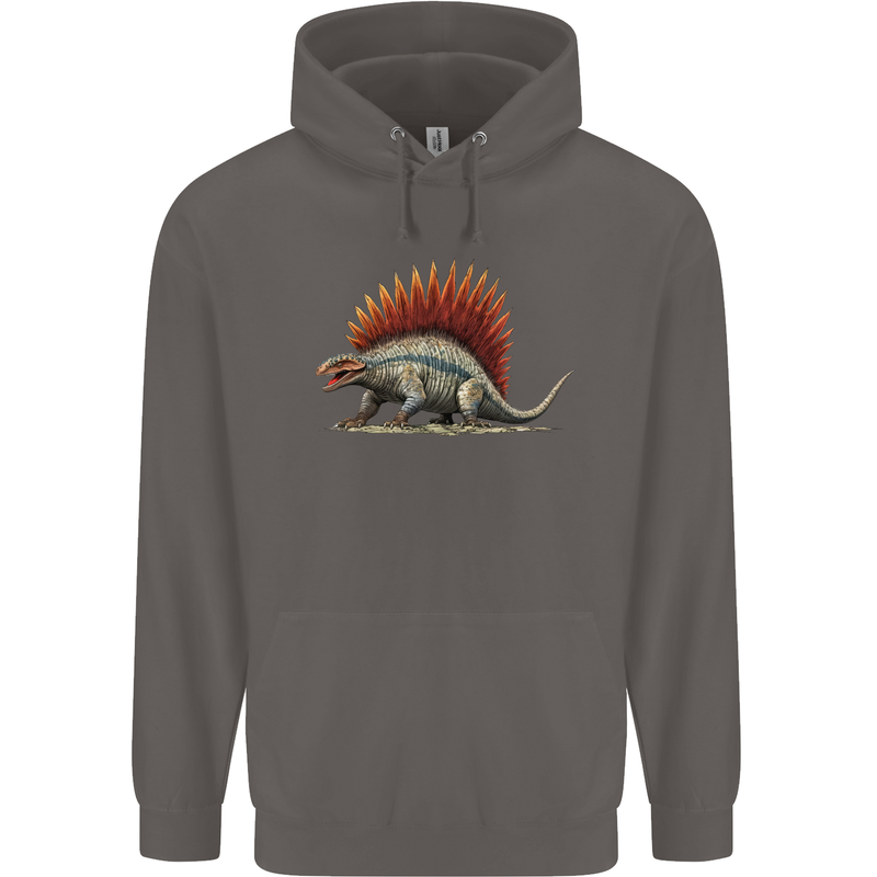 Dimetrodon Dinosaur Mens 80% Cotton Hoodie Charcoal