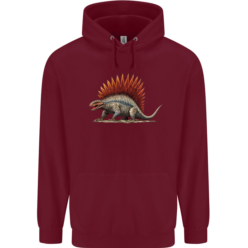 Dimetrodon Dinosaur Mens 80% Cotton Hoodie Maroon