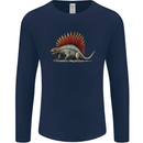 Dimetrodon Dinosaur Mens Long Sleeve T-Shirt Navy Blue