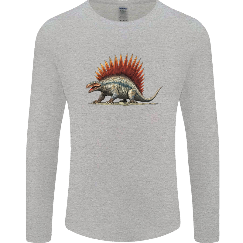 Dimetrodon Dinosaur Mens Long Sleeve T-Shirt Sports Grey