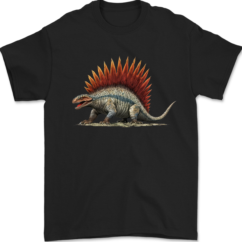 Dimetrodon Dinosaur Mens T-Shirt 100% Cotton Black